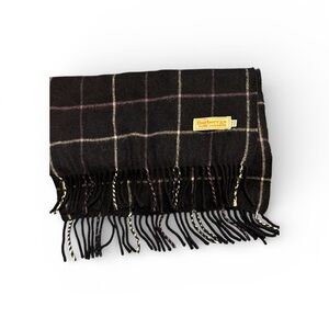 Vintage Burberrys Pure Cashmere Scarf – Black Plaid – Made in England